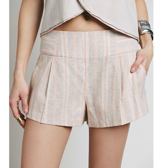 Free People Stripe High Waist Pleated Austin Short - Picture 1 of 12